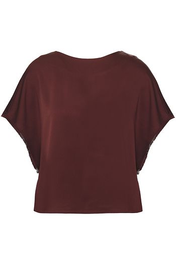 CHARLI Hayden frayed satin-crepe blouse