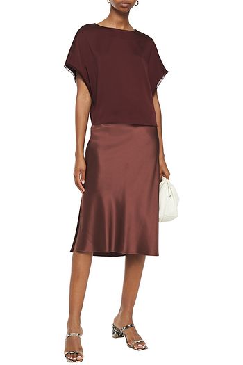 CHARLI Hayden frayed satin-crepe blouse