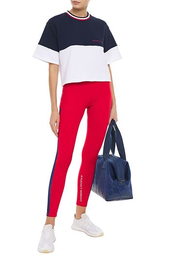 PERFECT MOMENT Cropped two-tone French cotton-terry top