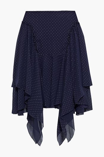 SEE BY CHLOÉ Asymmetric metallic polka-dot crinkled-chiffon mini skirt