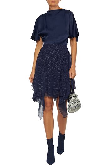 SEE BY CHLOÉ Asymmetric metallic polka-dot crinkled-chiffon mini skirt
