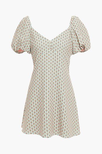 ALICE + OLIVIA Solstice gathered printed crepe mini dress