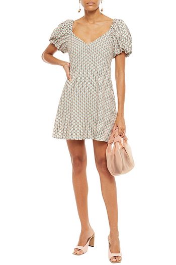 ALICE + OLIVIA Solstice gathered printed crepe mini dress