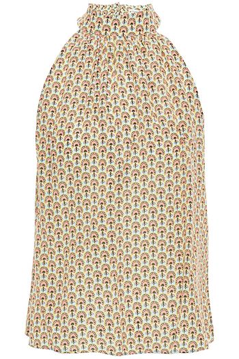 ALICE + OLIVIA Liana gathered printed silk crepe de chine top