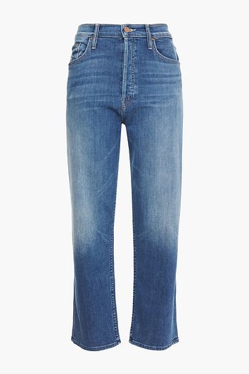 MOTHER Cropped high-rise straight-leg jeans