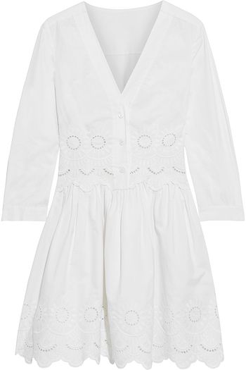ALBERTA FERRETTI Flared broderie anglaise cotton-blend mini dress