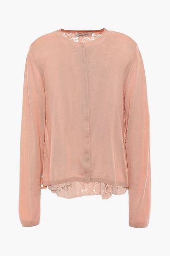 VALENTINO Virgin wool and lace-paneled cardigan