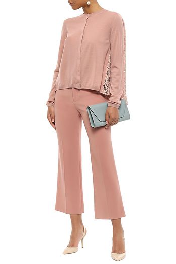 VALENTINO Virgin wool and lace-paneled cardigan