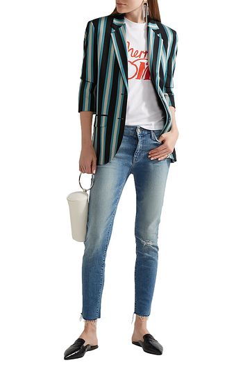 MOTHER Looker distressed mid-rise skinny jeans