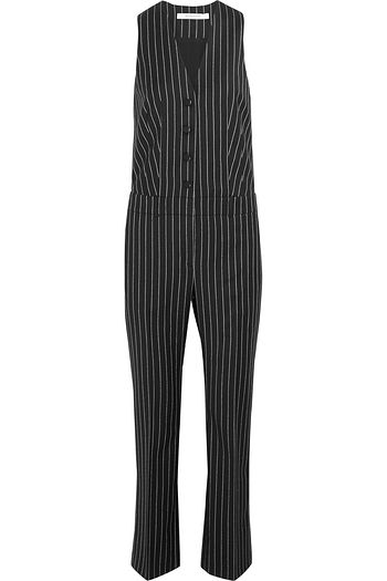 GIVENCHY Straight-leg jumpsuit in black and white striped wool-jacquard