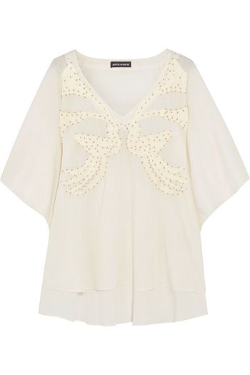 ANTIK BATIK Embroidered and bead-embellished cotton top