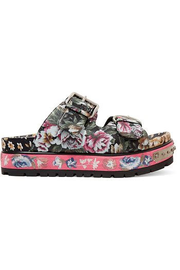 ALEXANDER MCQUEEN Floral-print leather sandals