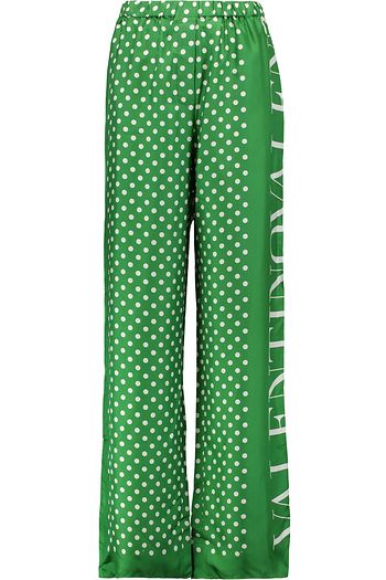 VALENTINO Polka-dot silk wide-leg pants