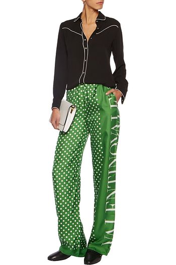 VALENTINO Polka-dot silk wide-leg pants