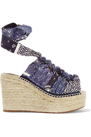 CHLOÉ Printed canvas espadrille wedge sandals