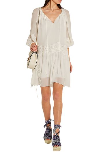 CHLOÉ Printed canvas espadrille wedge sandals
