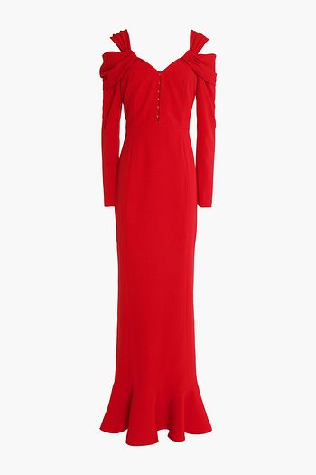 MIKAEL AGHAL Fluted cold-shoulder stretch-crepe gown