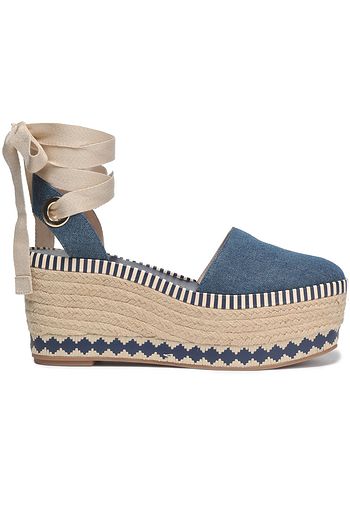 TORY BURCH Lace-up denim platform espadrilles