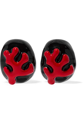 KENNETH JAY LANE Enamel gold-tone clip earrings
