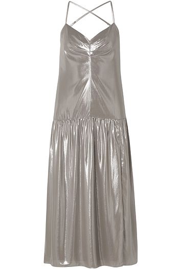 MICHELLE MASON Open-back lamé midi slip dress
