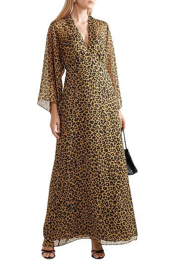 MICHELLE MASON Wrap-effect leopard-print silk-chiffon maxi dress