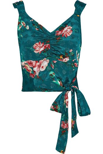 W118 BY WALTER BAKER Brenda tie-front cropped floral-print jacquard top