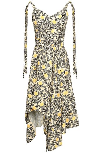 PROENZA SCHOULER Asymmetric draped printed crepe dress