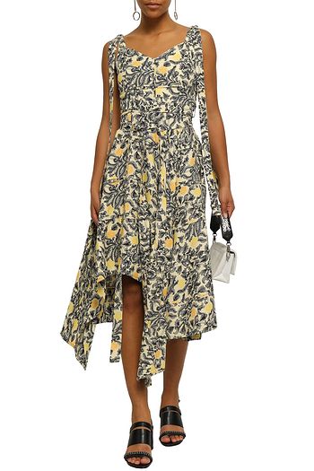 PROENZA SCHOULER Asymmetric draped printed crepe dress