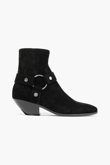 SAINT LAURENT West ring-embellished suede ankle boots