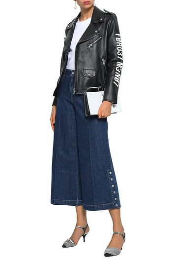 REDVALENTINO Printed leather biker jacket