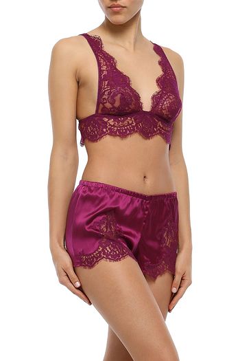 I.D. SARRIERI Colette cotton-blend Chantilly lace bralette