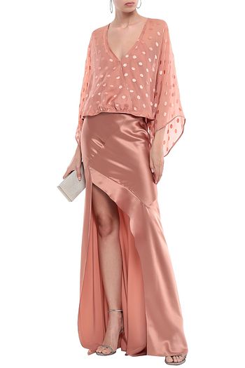 MICHELLE MASON Wrap-effect fil coupé silk-blend chiffon blouse