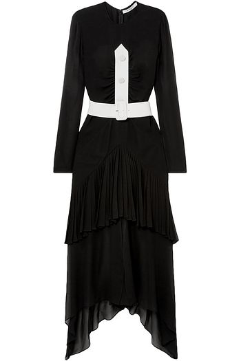 GIVENCHY Belted button-embellished pleated silk-chiffon maxi dress