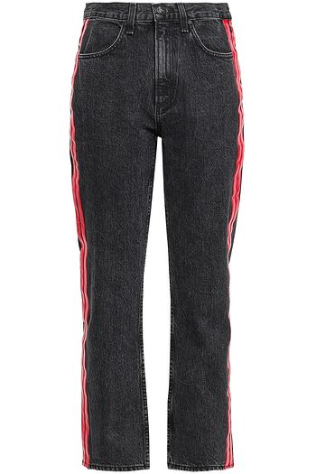 RAG & BONE Hoch sitzende Cropped Jeans mit schmalem Bein und Lederbesatz