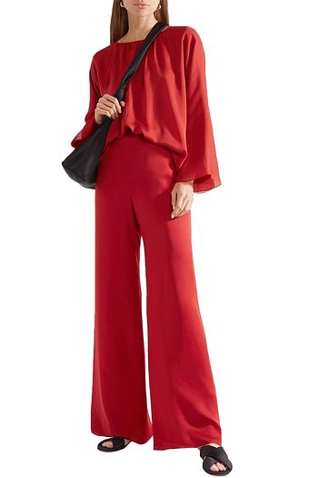 THE ROW Kiola washed silk-charmeuse wide-leg pants