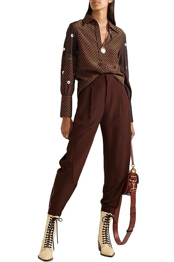 CHLOÉ Silk crepe de chine tapered pants
