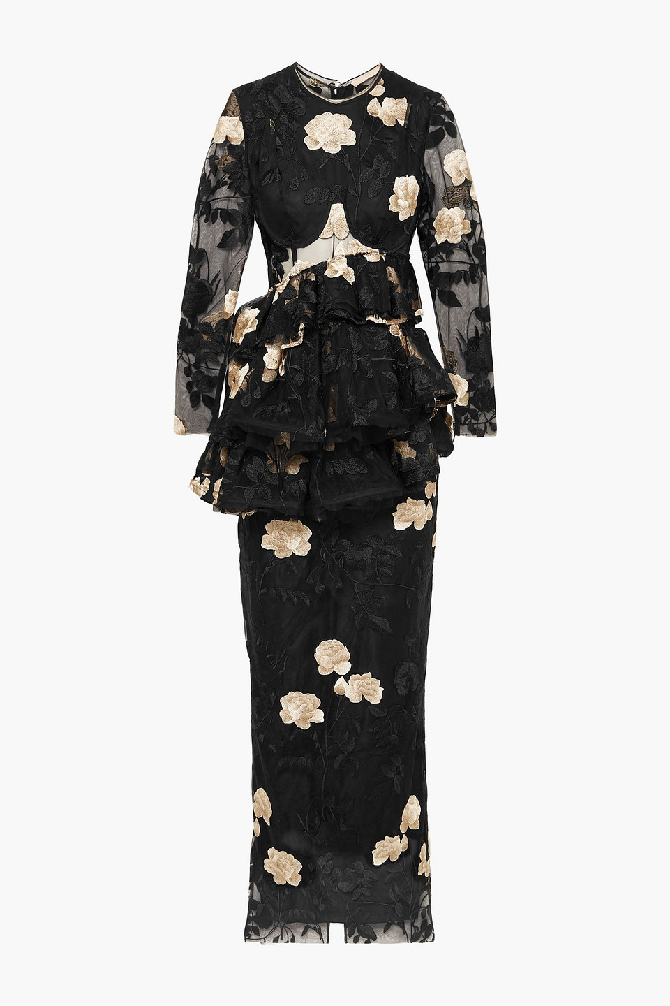 Woman Duma Ruffled Embroidered Tulle Gown