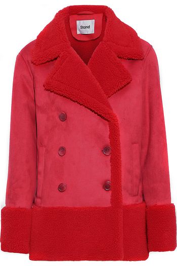 STAND Johanne double-breasted faux shearling coat