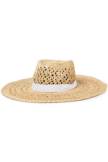 RAG & BONE Grosgrain-trimmed woven straw sun hat