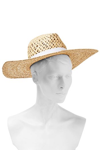 RAG & BONE Grosgrain-trimmed woven straw sun hat