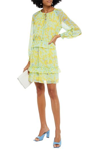 DIANE VON FURSTENBERG Haven gestuftes Minikleid aus Chiffon mit Print
