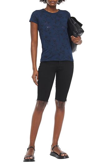 RAG & BONE T-Shirt aus Stretch-Jersey mit floralem Print und Ausbrennmuster