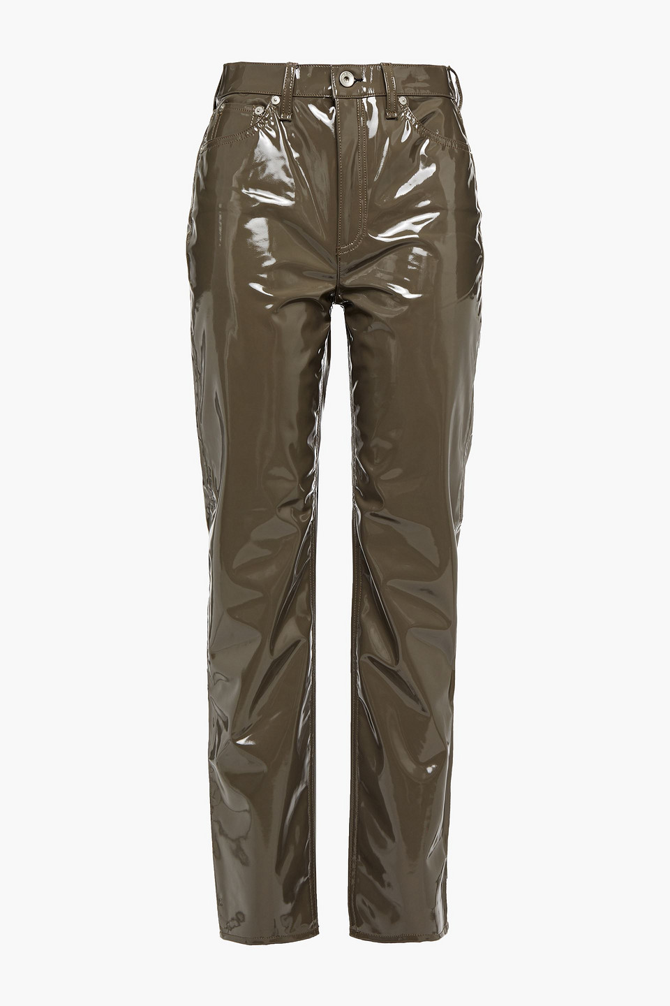 Rag & Bone Woman Vinyl Tapered Pants Army Green Size 24