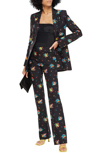 PACO RABANNE Floral-print cotton-blend bootcut pants