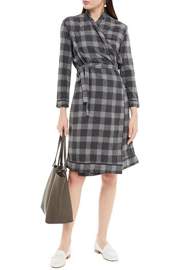 AMERICAN VINTAGE Checked cotton-flannel wrap dress