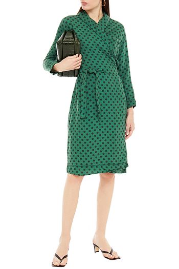 AMERICAN VINTAGE Lisa polka-dot twill wrap dress