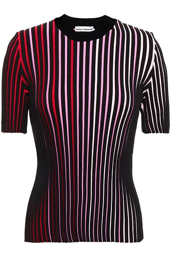 PACO RABANNE Striped ribbed cotton top