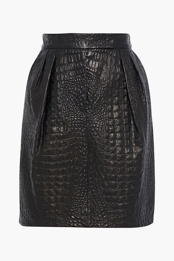MAX MARA Manila pleated croc-effect leather mini skirt