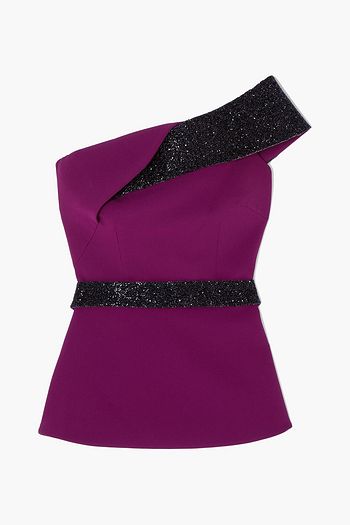SAFIYAA Vanida one-shoulder crystal-embellished crepe top