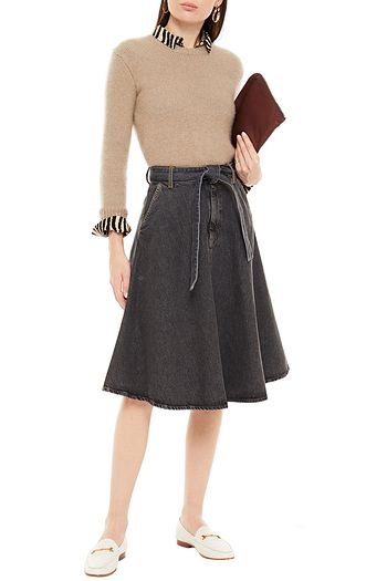 AMERICAN VINTAGE Belted denim skirt